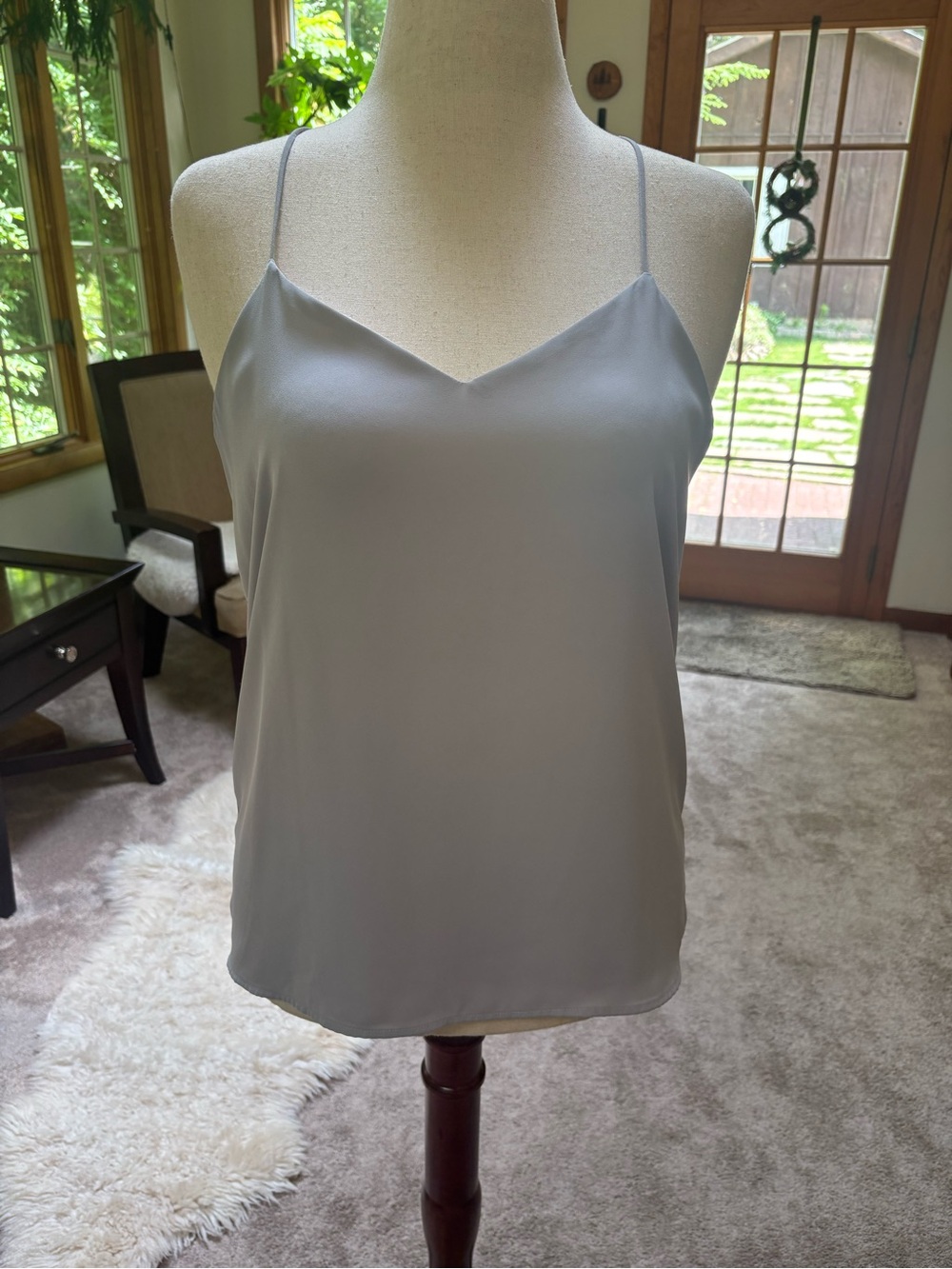 Express Gray V-Neck Spaghetti Strap Blouse